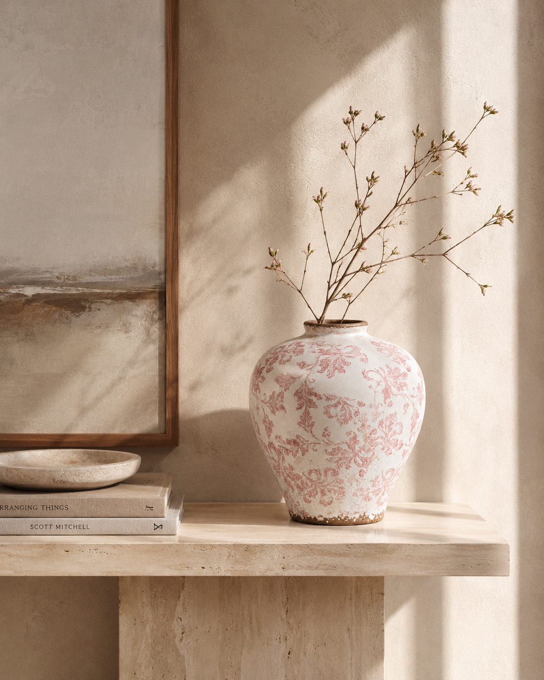 Eden Rose Vase on a console