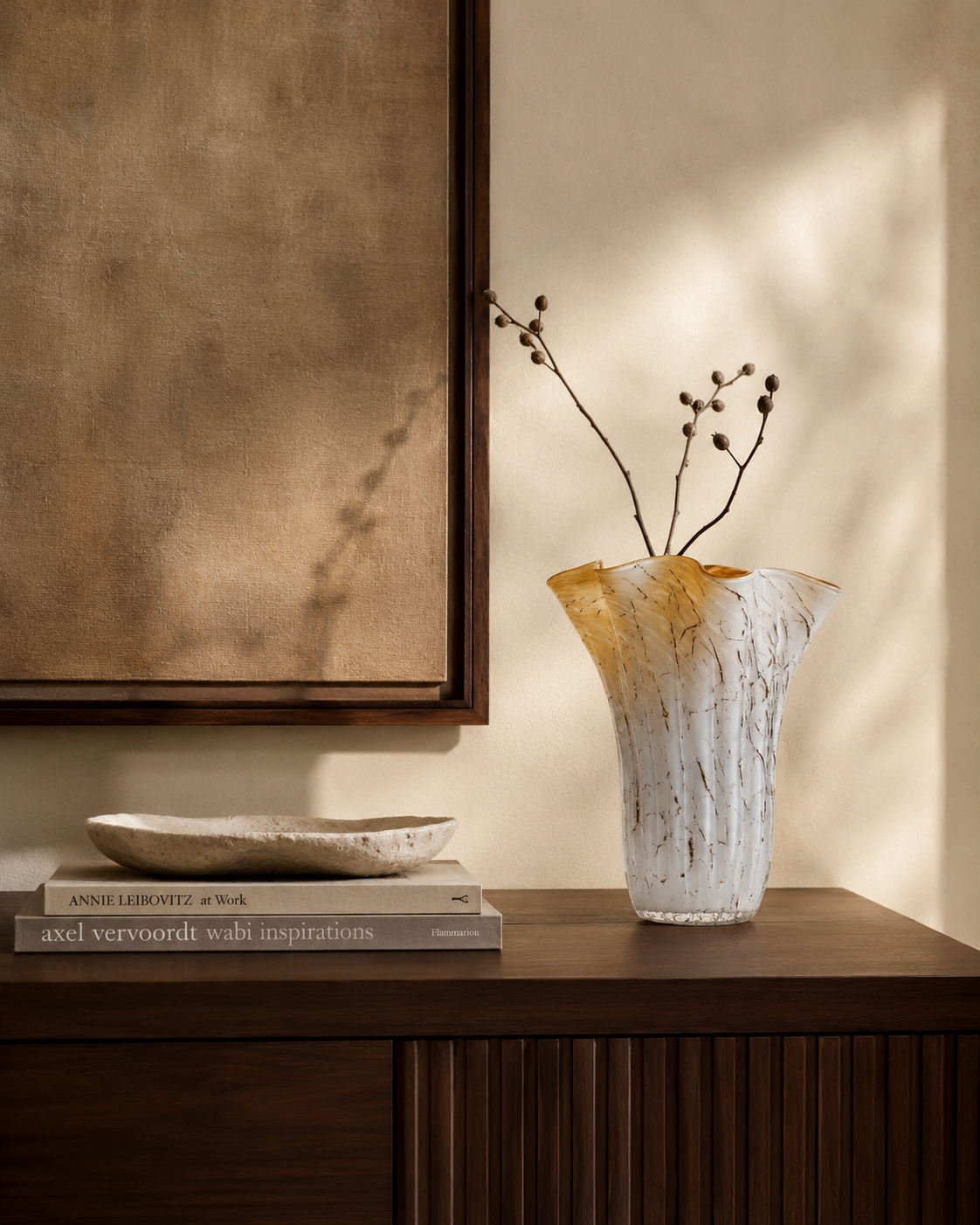 Alea Flare Vase on a console