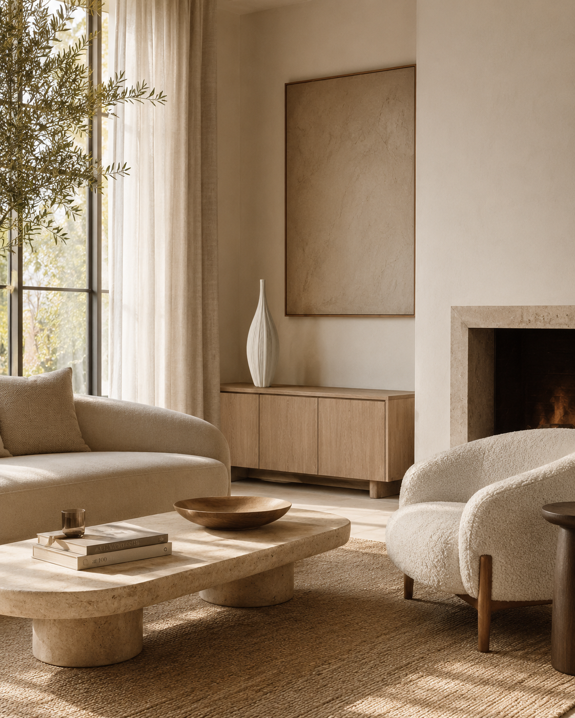 Riva Fluted Vase on a coffee table in a living room