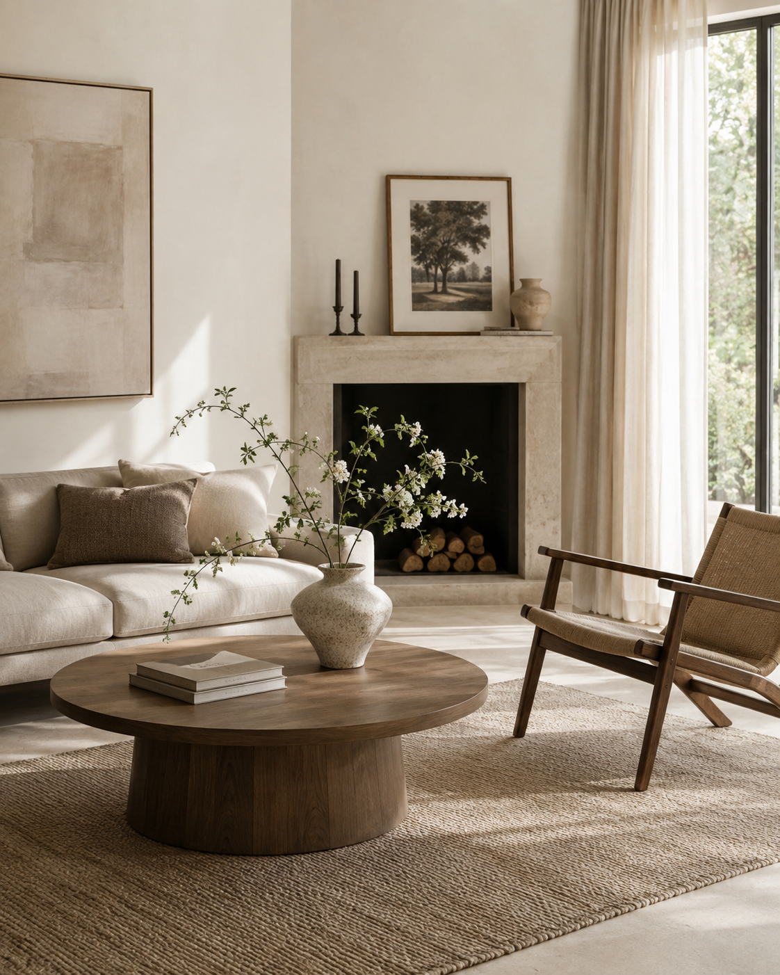 Thea Speckle Vase on a coffee table in a living room