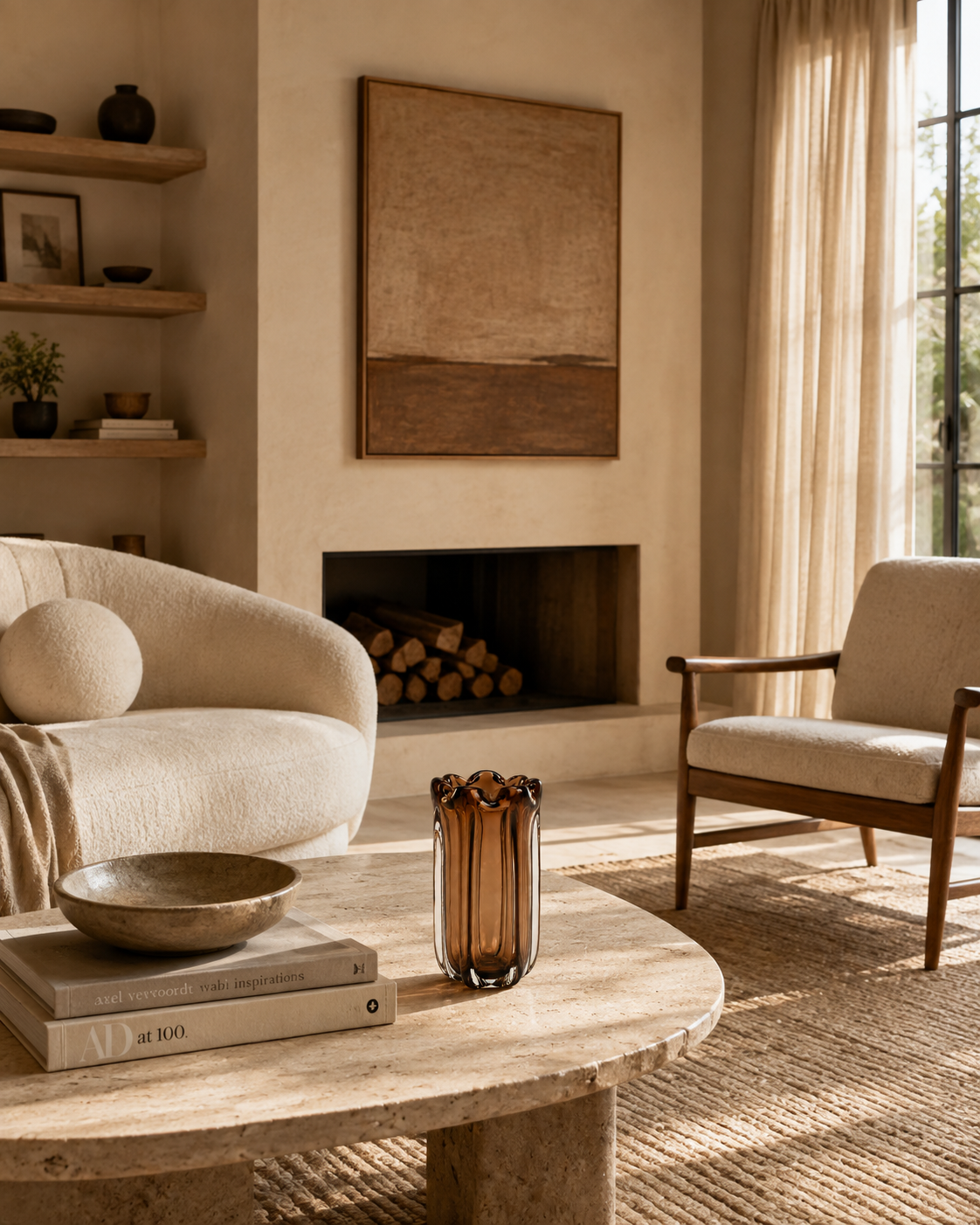 Luna Crown Vase on a coffee table in a living room