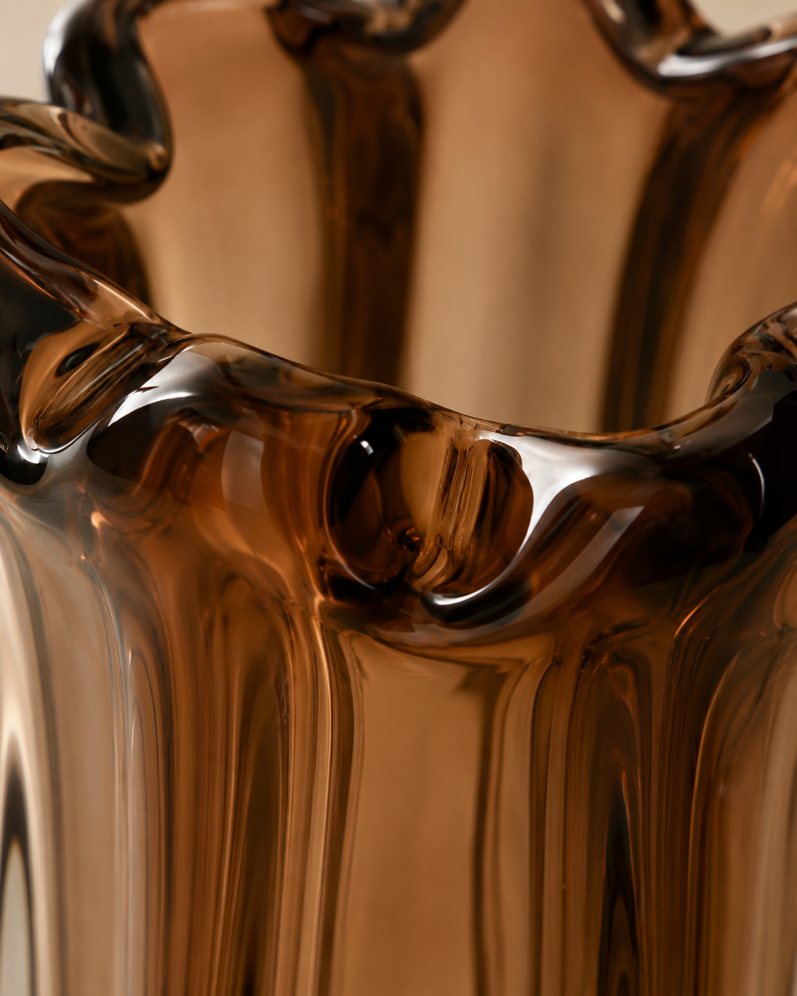Luna Crown Vase close-up showing crown-like folded rim