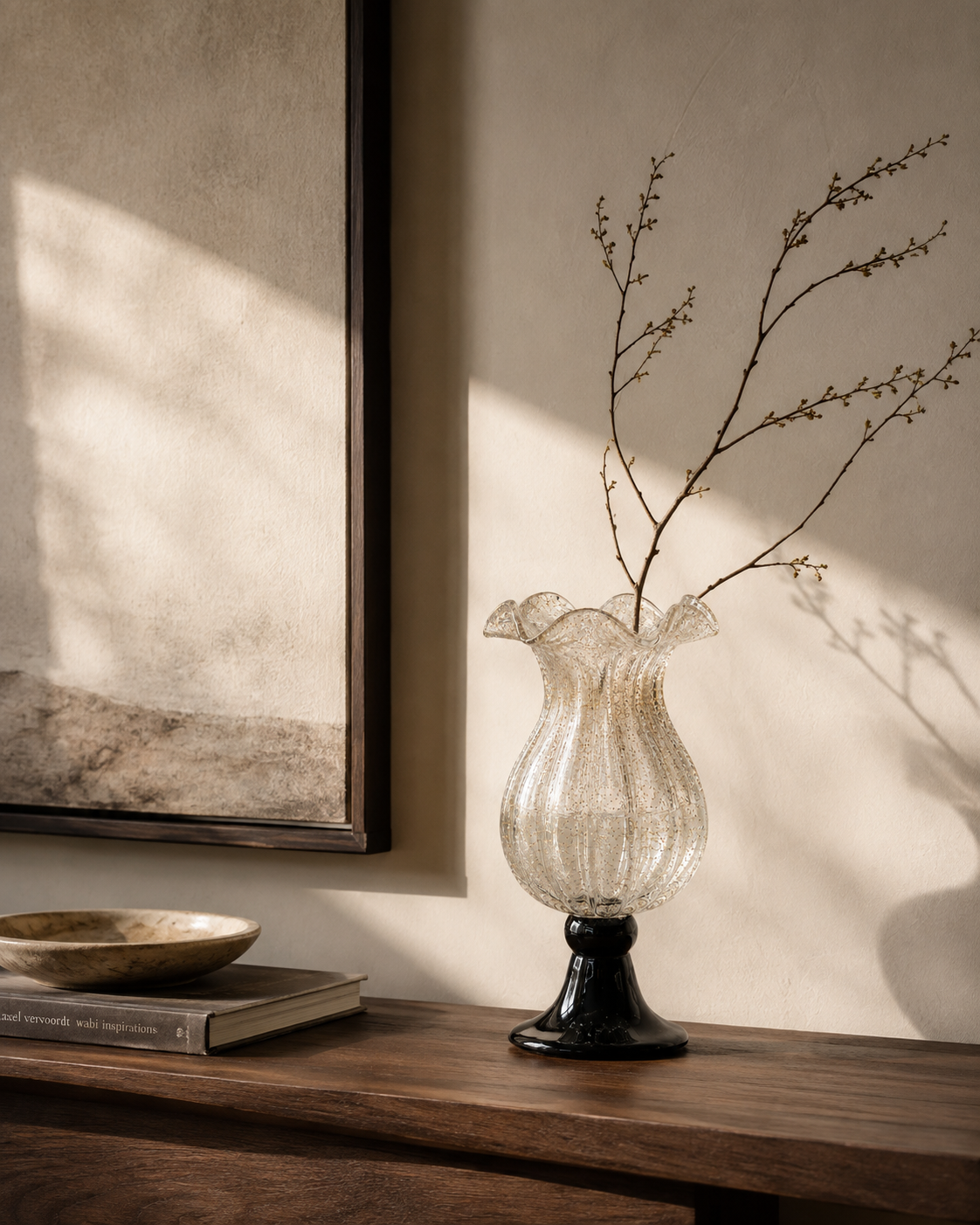 Zara Ruffle Vase on a console