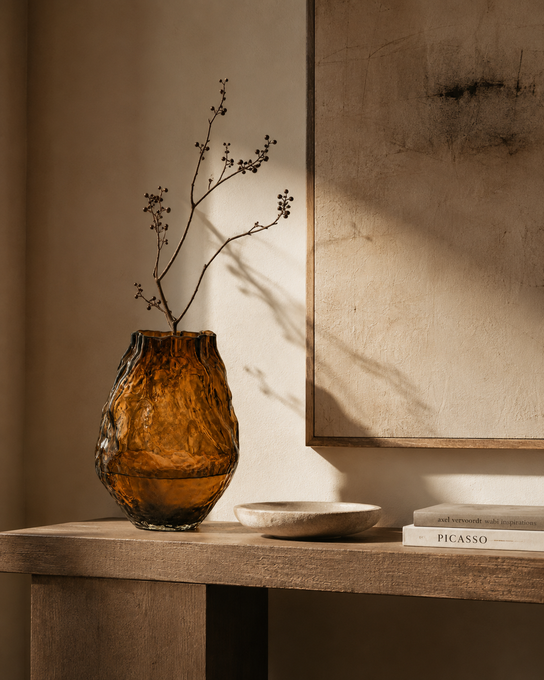 Eden Ripple Vase on a console