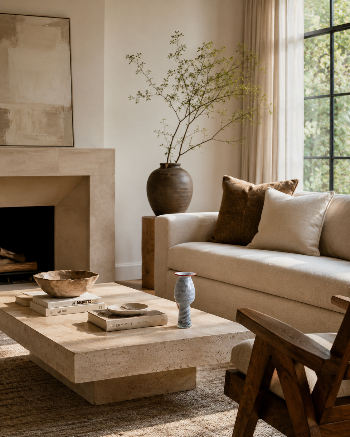 Alea Red-Rim Vase on a coffee table in a living room