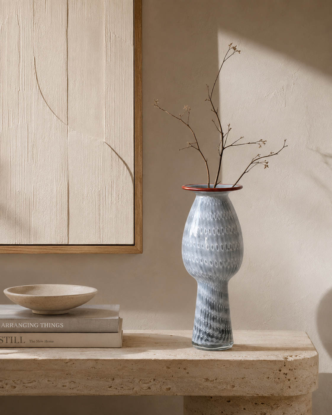 Alea Red-Rim Vase on a console