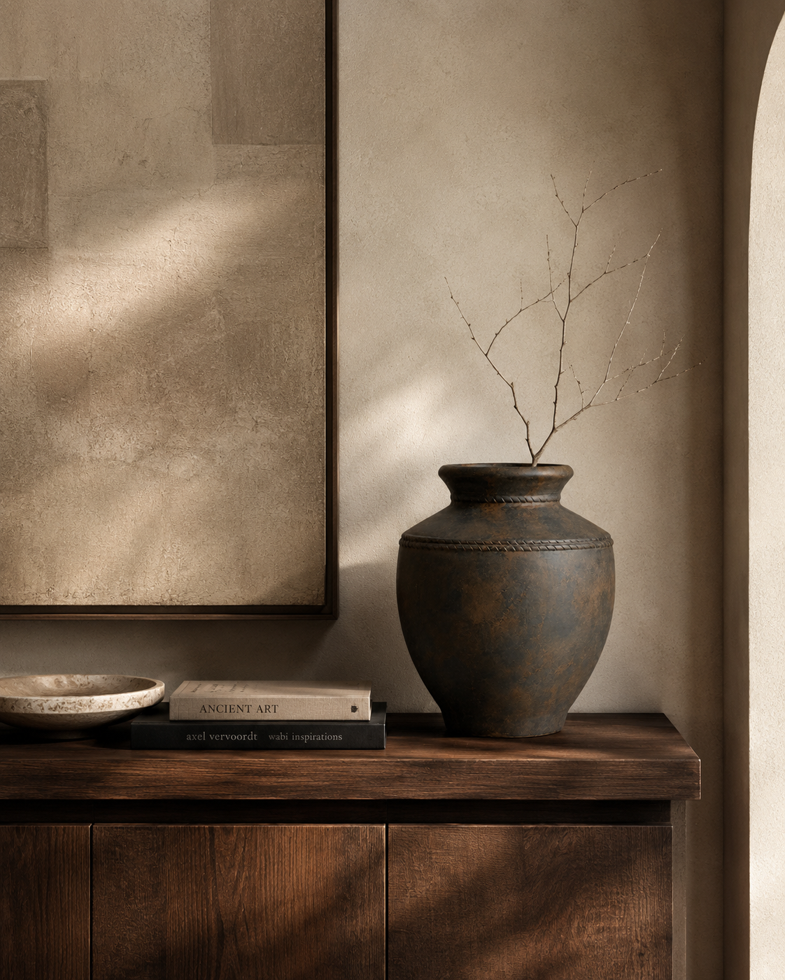 Olia Banded Vase on a console