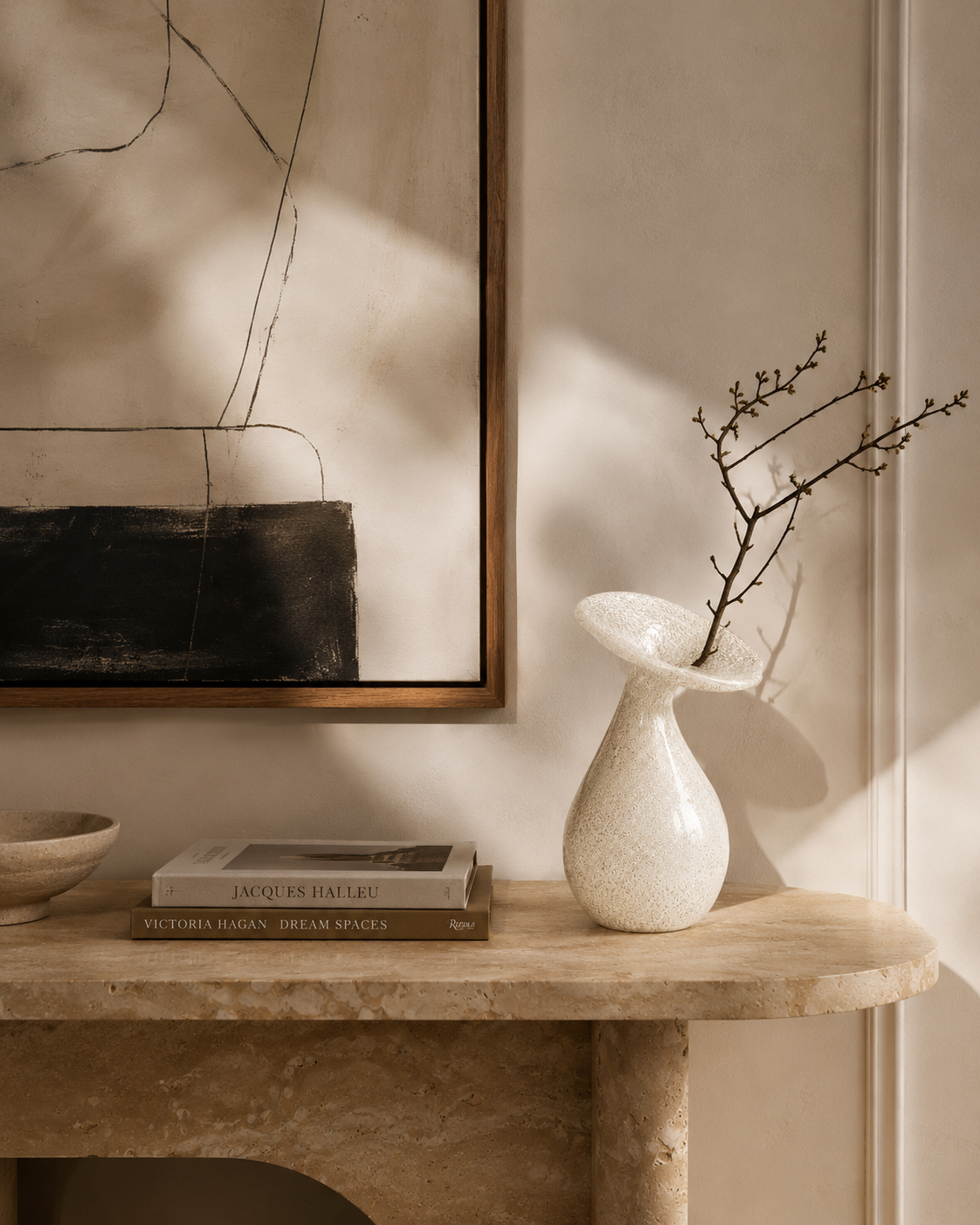 Alea Tilt Vase on a console