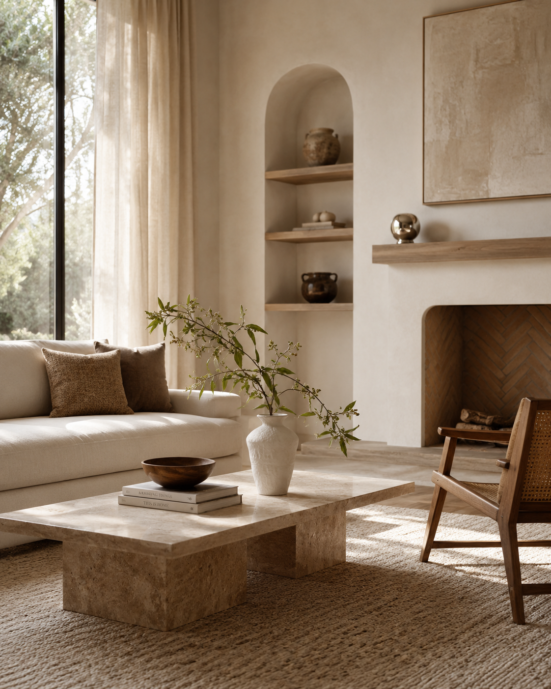 Riva Cloud Vase on a coffee table in a living room
