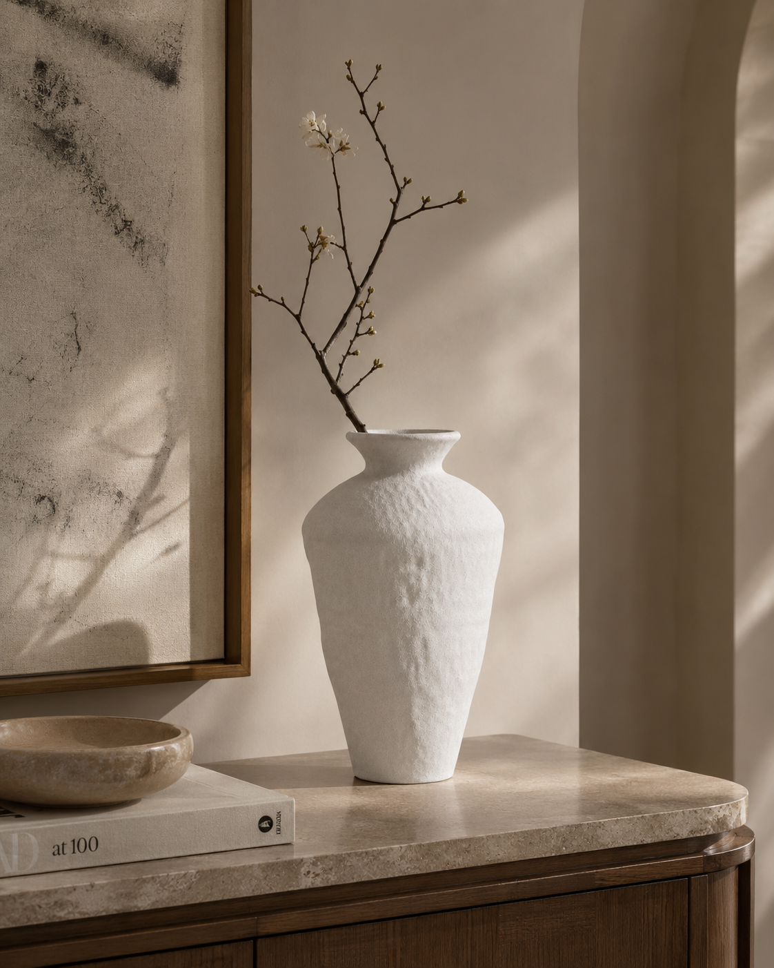 Riva Cloud Vase on a console