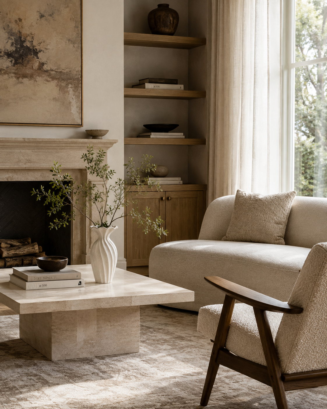 Thea Twist Vase on a coffee table in a living room