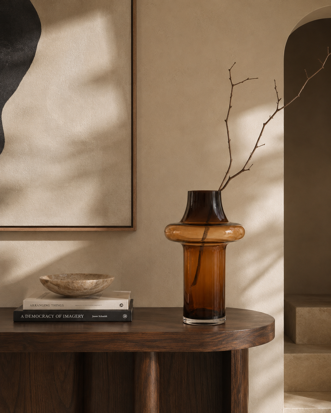 Luna Collar Vase on a console