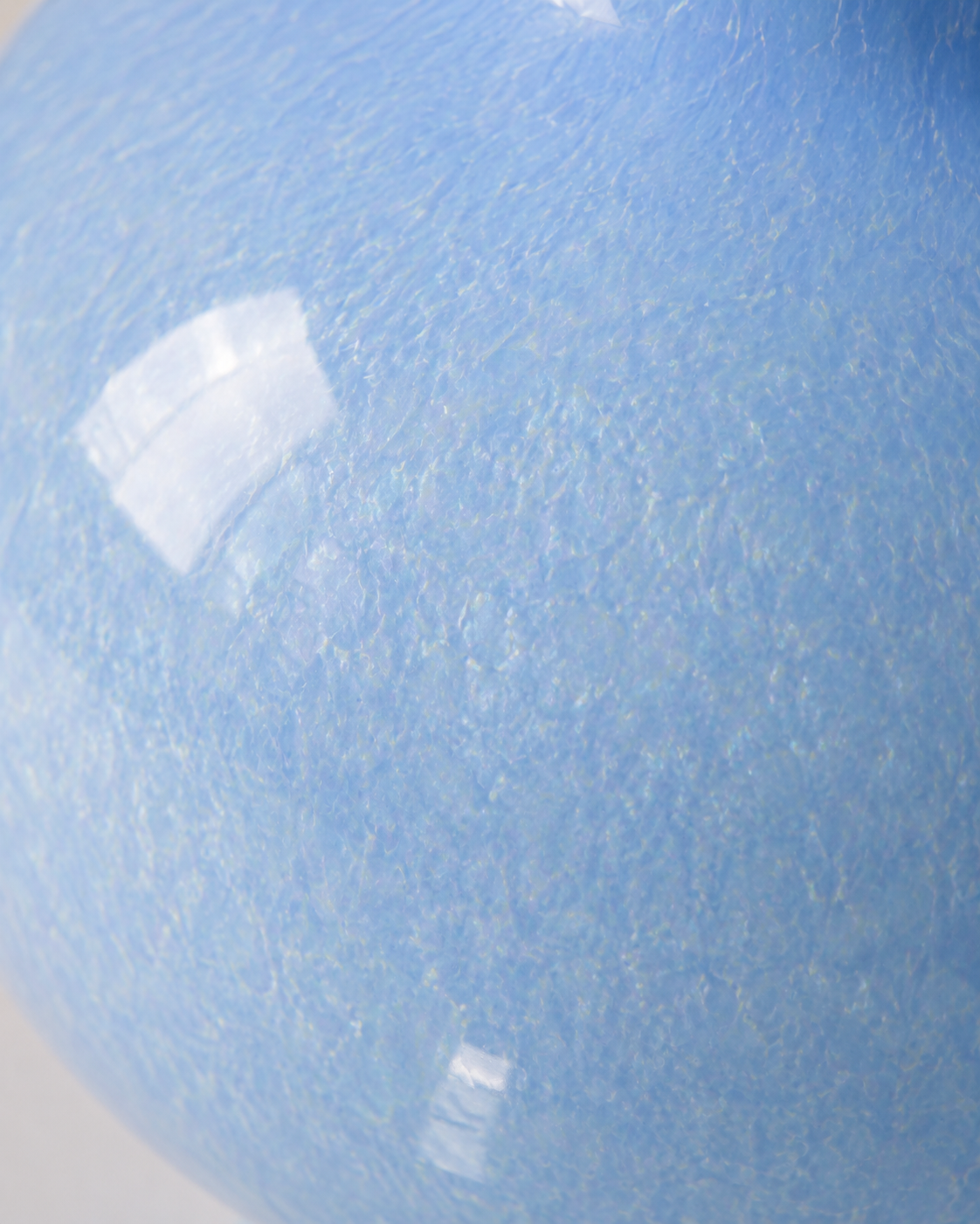 Nela Azure Vase close-up showing sky blue rounded body