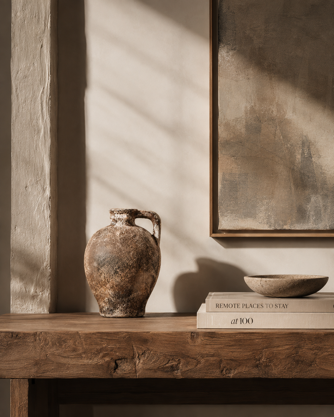 Evia Handle Vase on a console