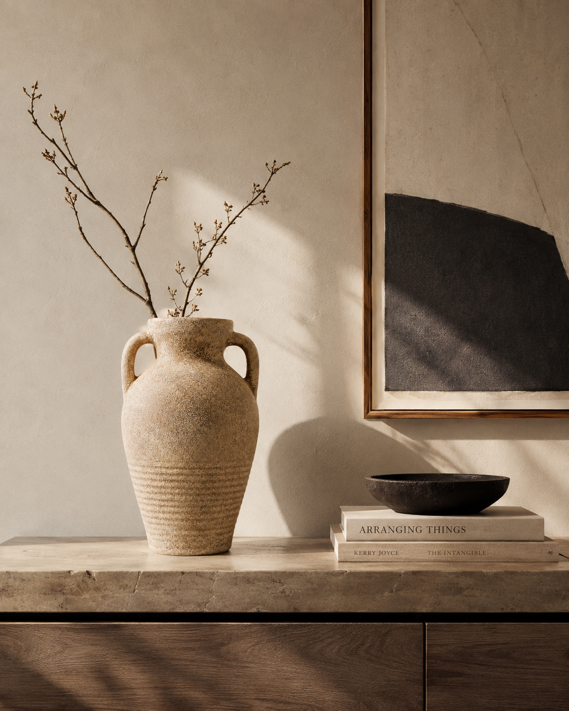 Mina Amphora Vase on a console