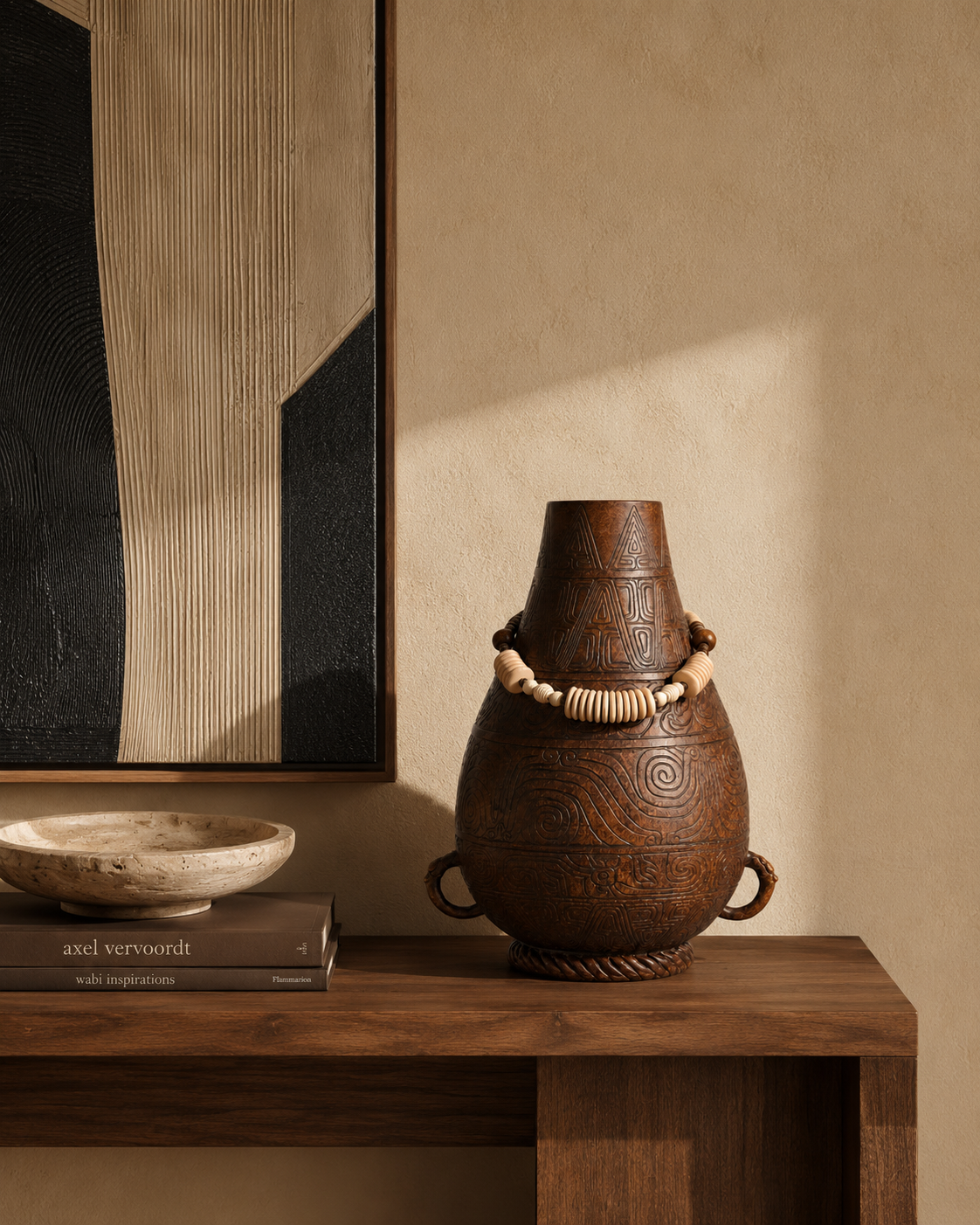 Riva Bead Vase on a console