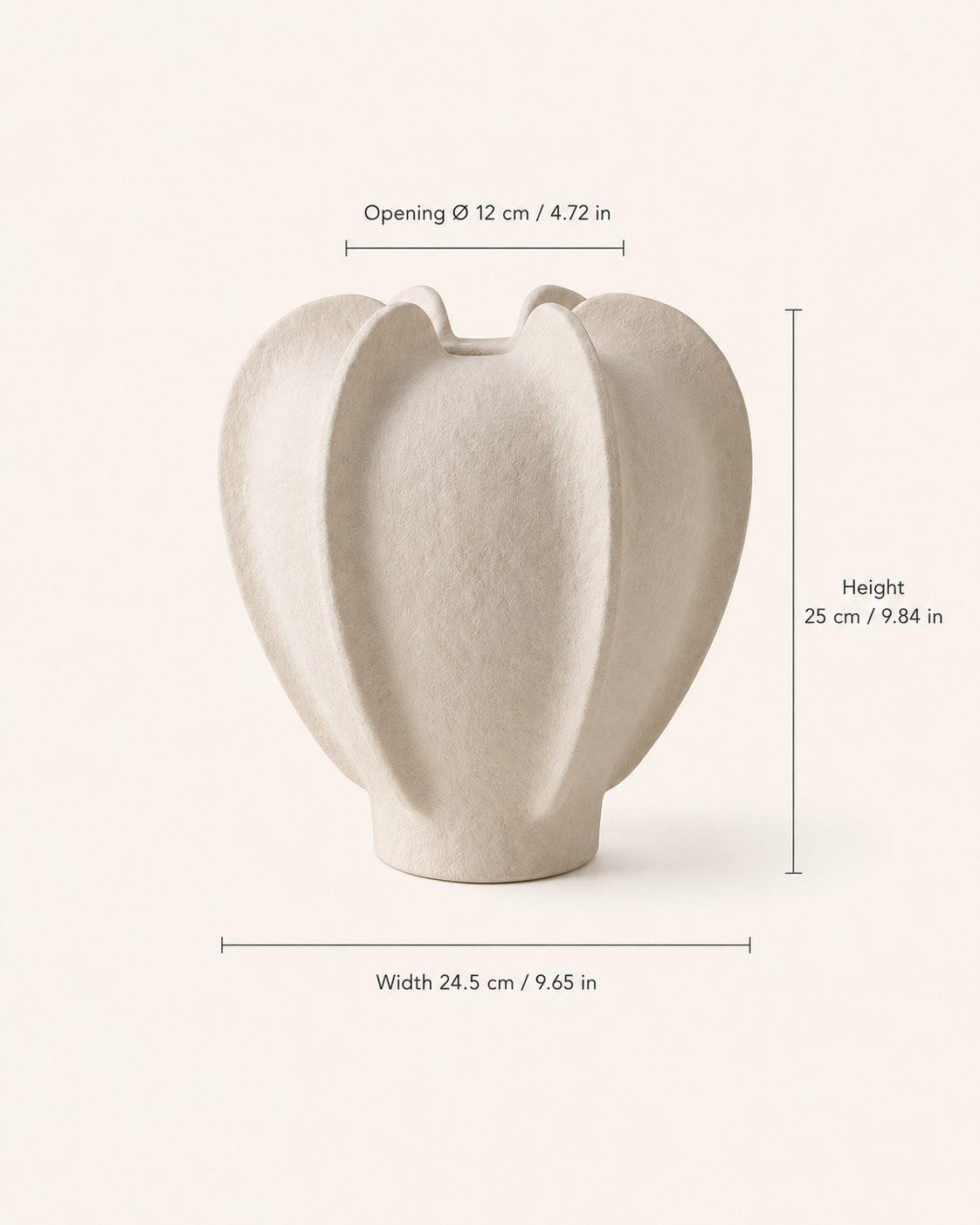 Thea Petal Vase dimension guide