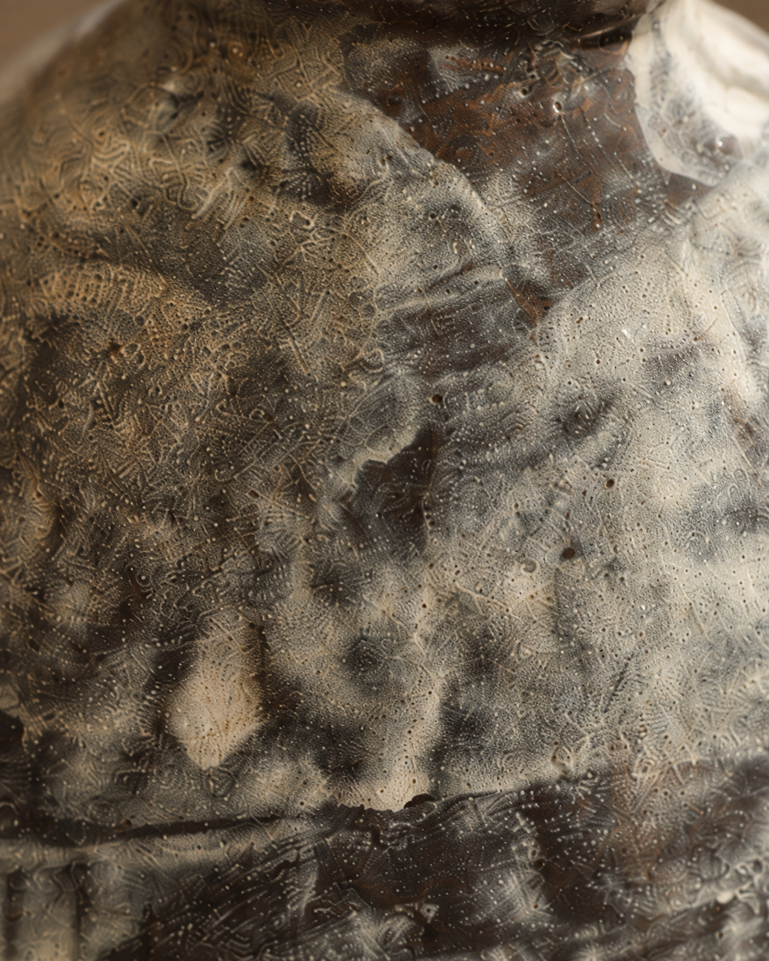 Odea Mottle Vase close-up showing mottled gray and brown surface