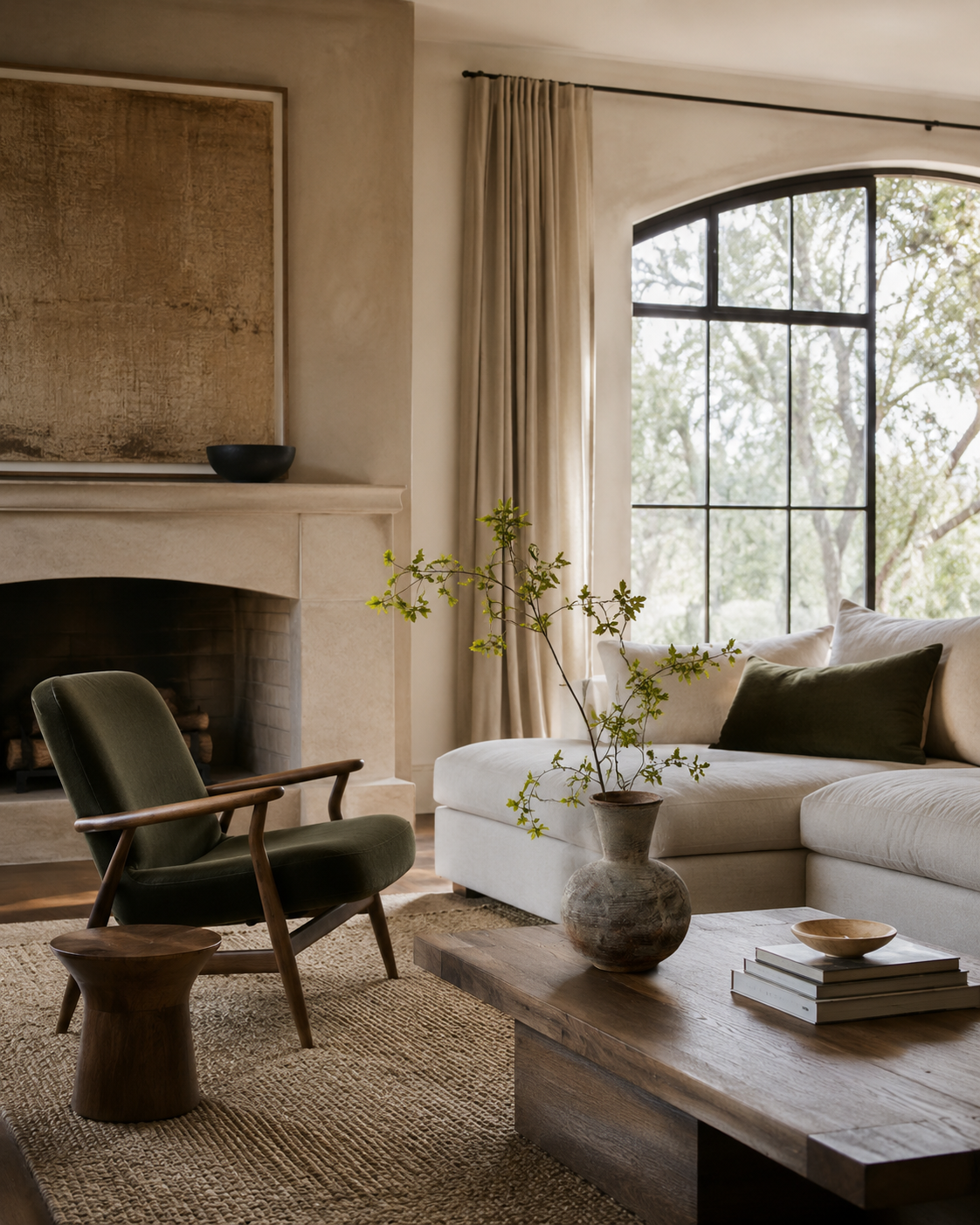 Thea Russet Vase on a coffee table in a living room