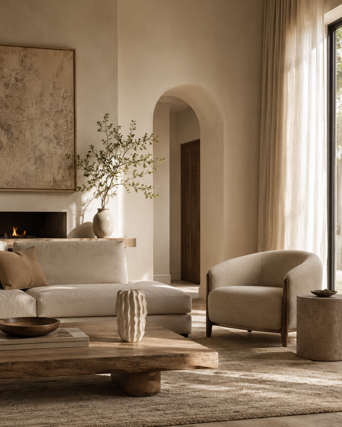 Sora Fold Vase on a coffee table in a living room