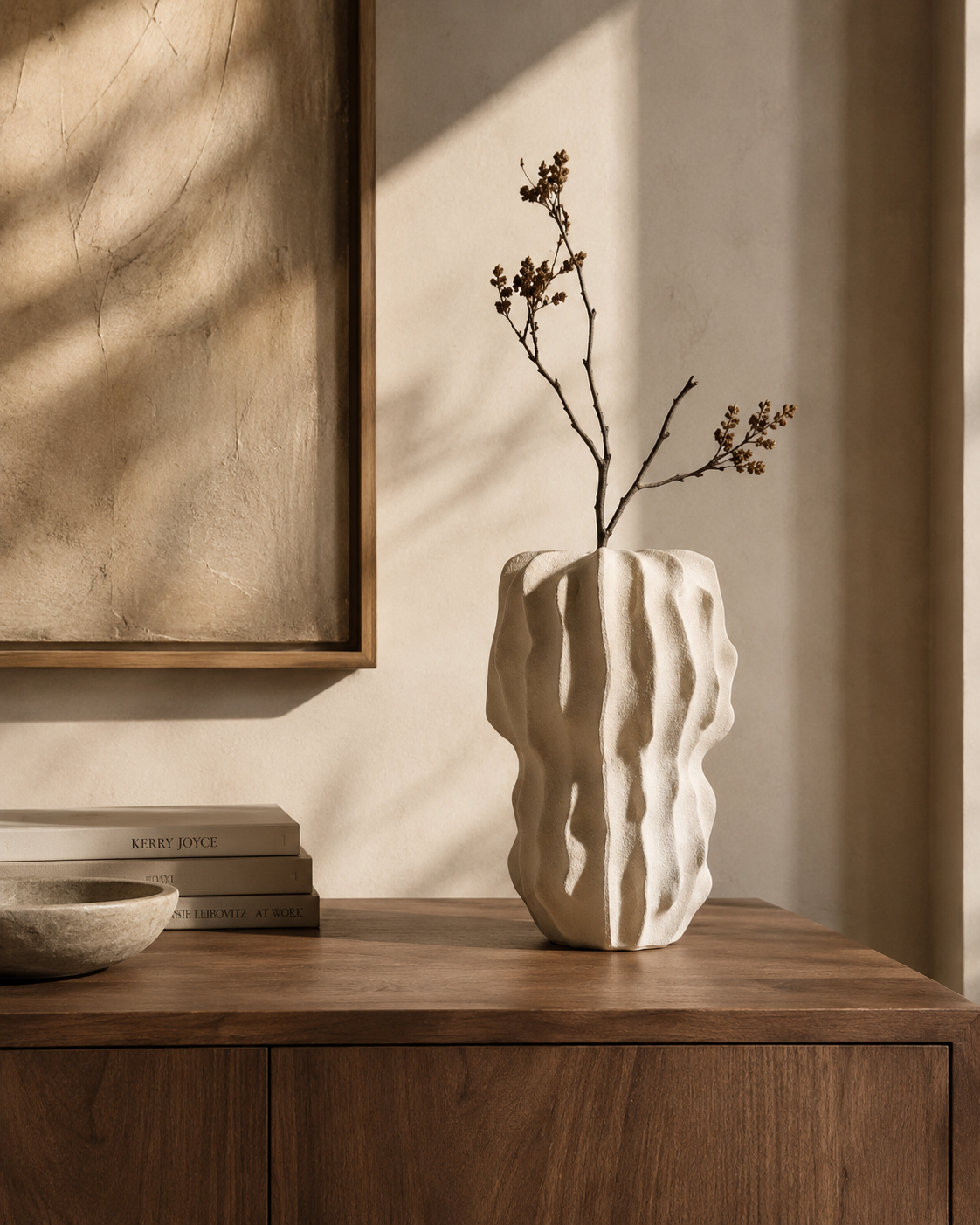 Sora Fold Vase on a console