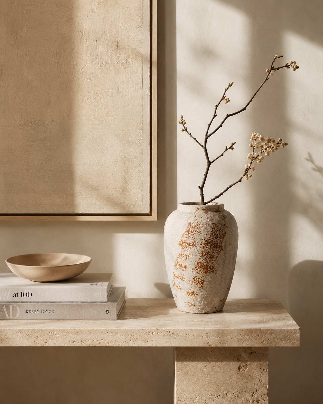 Mina Frost Vase on a console