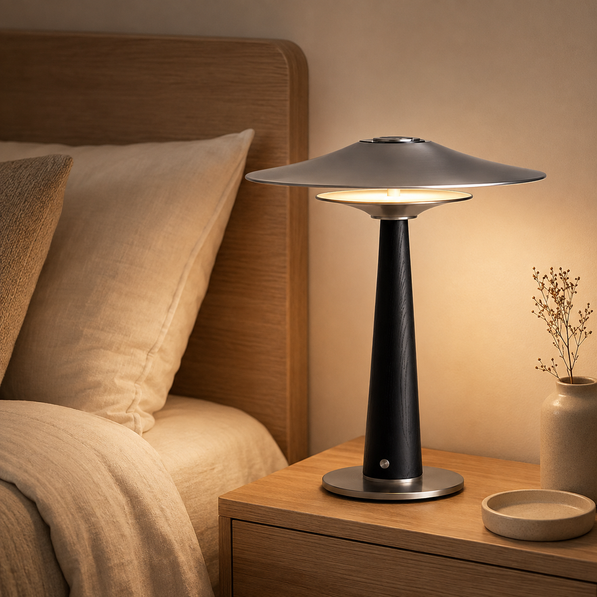 Vienne Sculptural Table Lamp on a bedside table