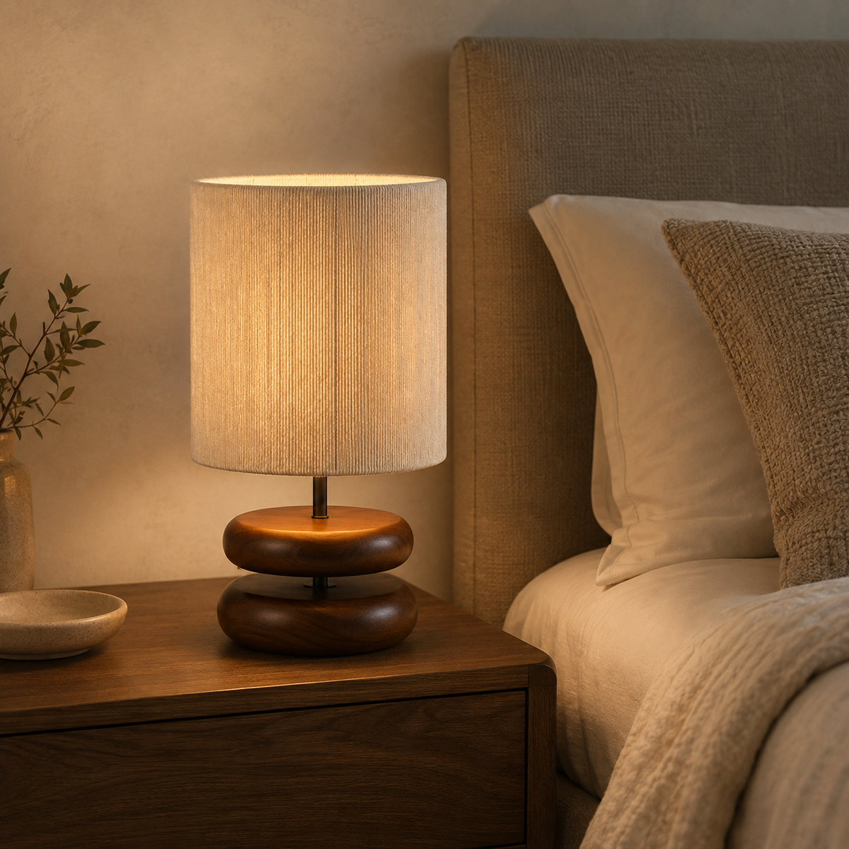 Sienna Sculptural Table Lamp on a bedside table