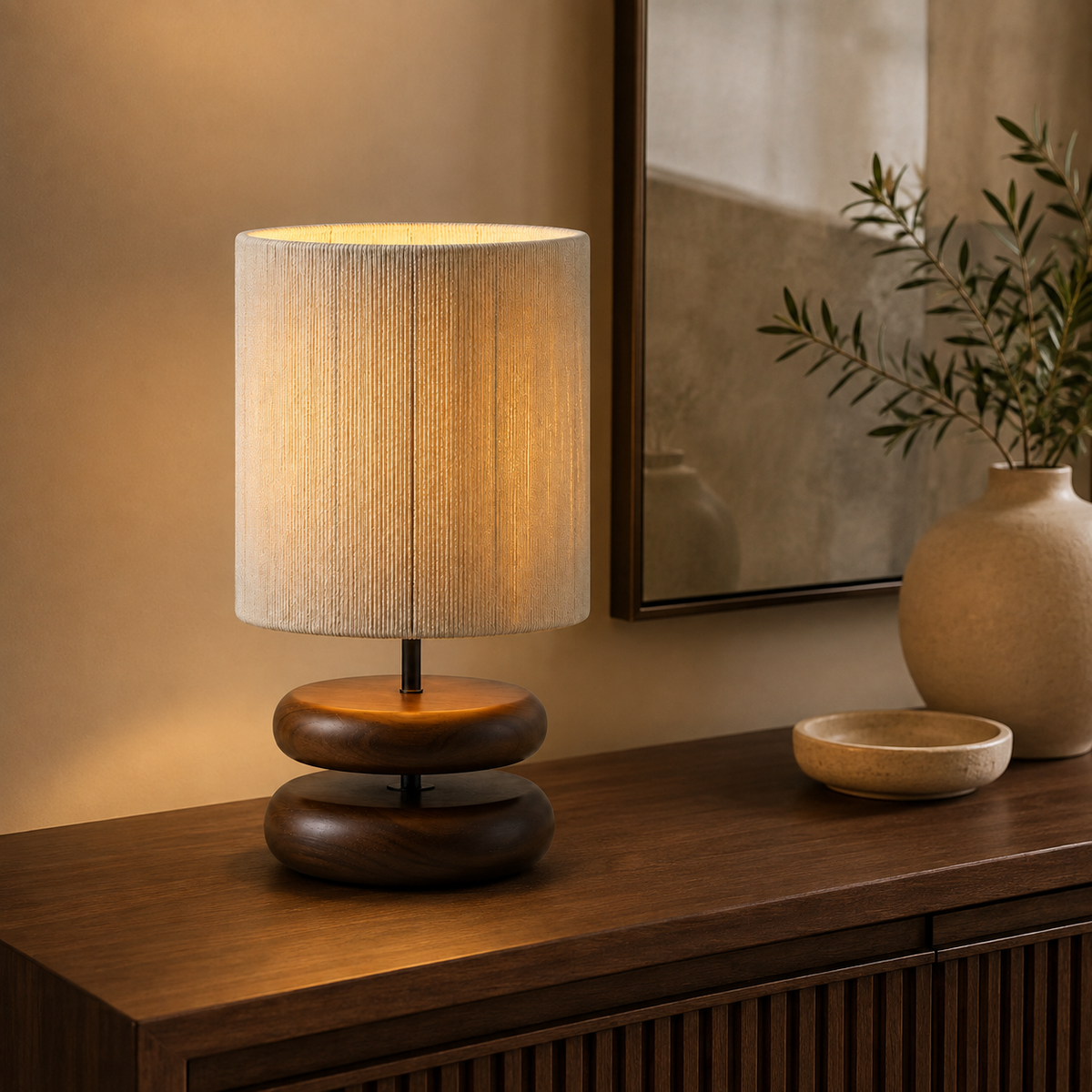 Sienna Sculptural Table Lamp on a console