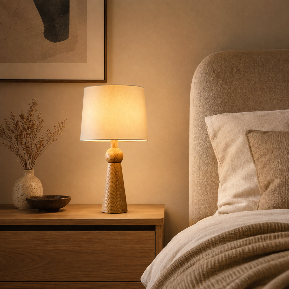 Noelle Bedside Table Lamp on a bedside table