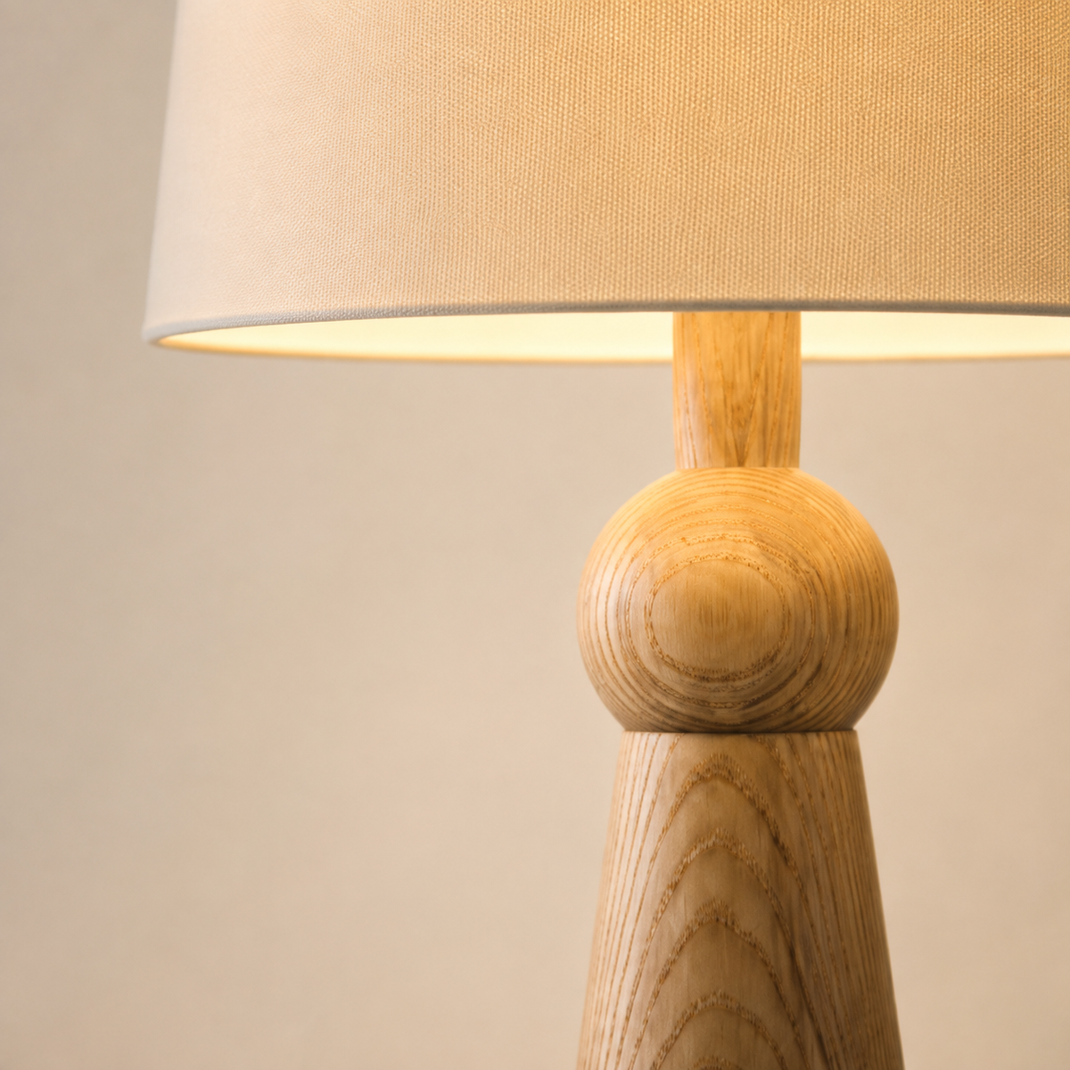 Noelle Bedside Table Lamp rounded wooden neck below the shade