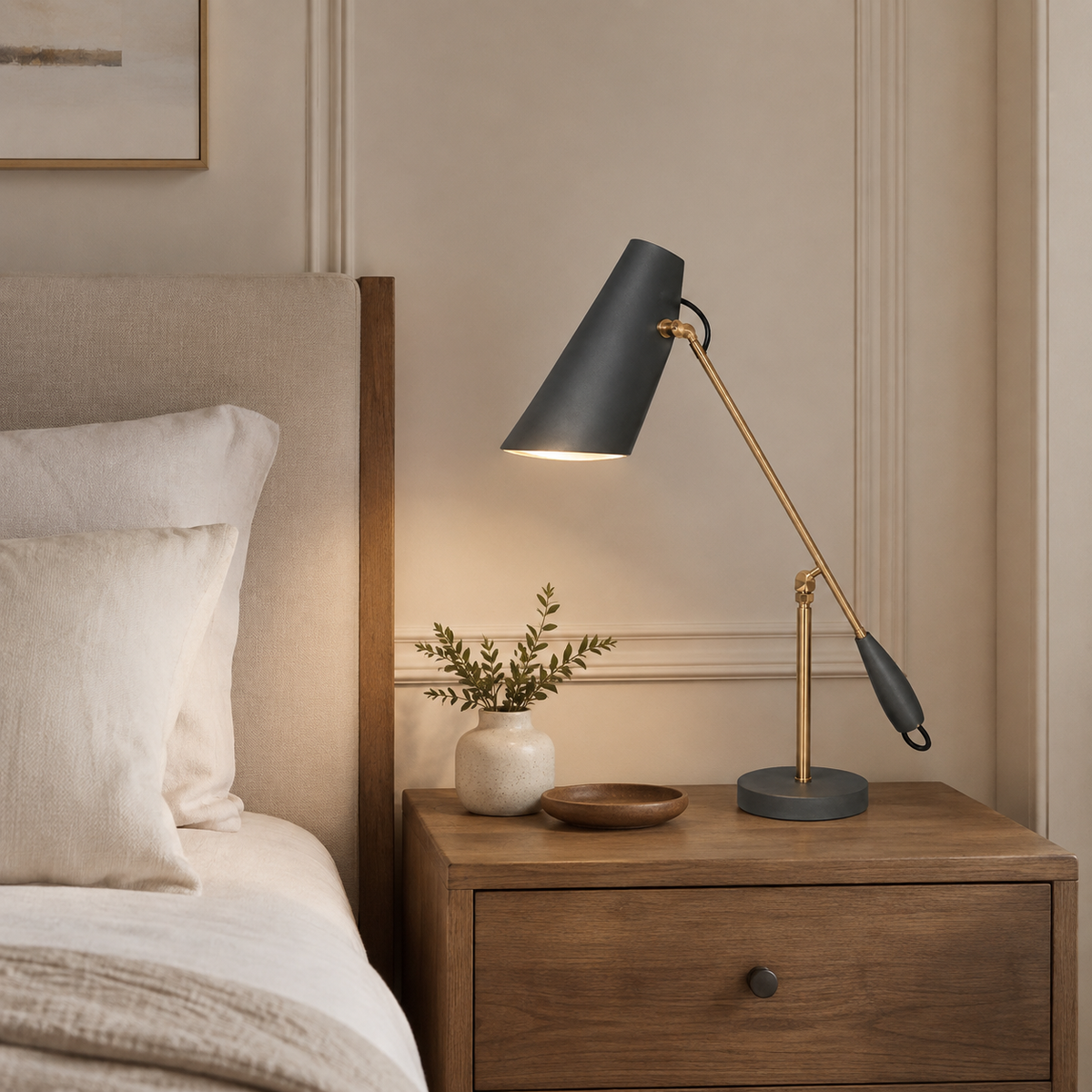 Freya Task Table Lamp on a bedside table