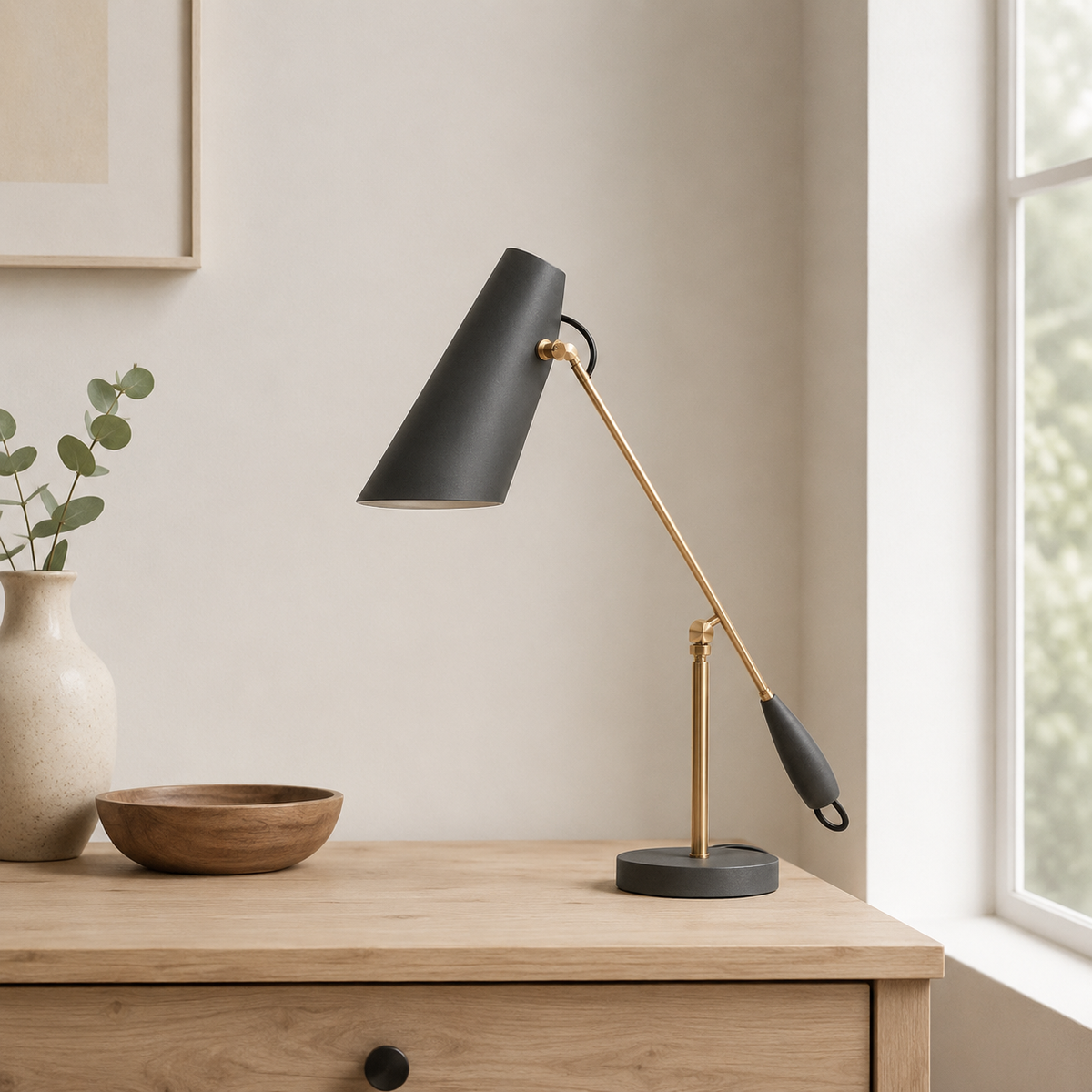 Freya Task Table Lamp in daylight near a window