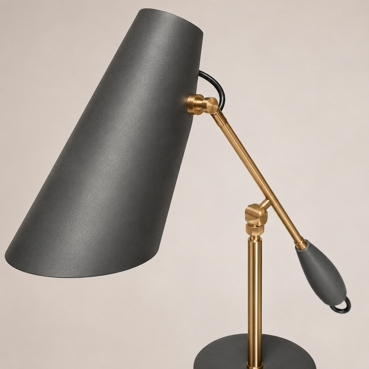 Freya Task Table Lamp black conical shade and arm joint