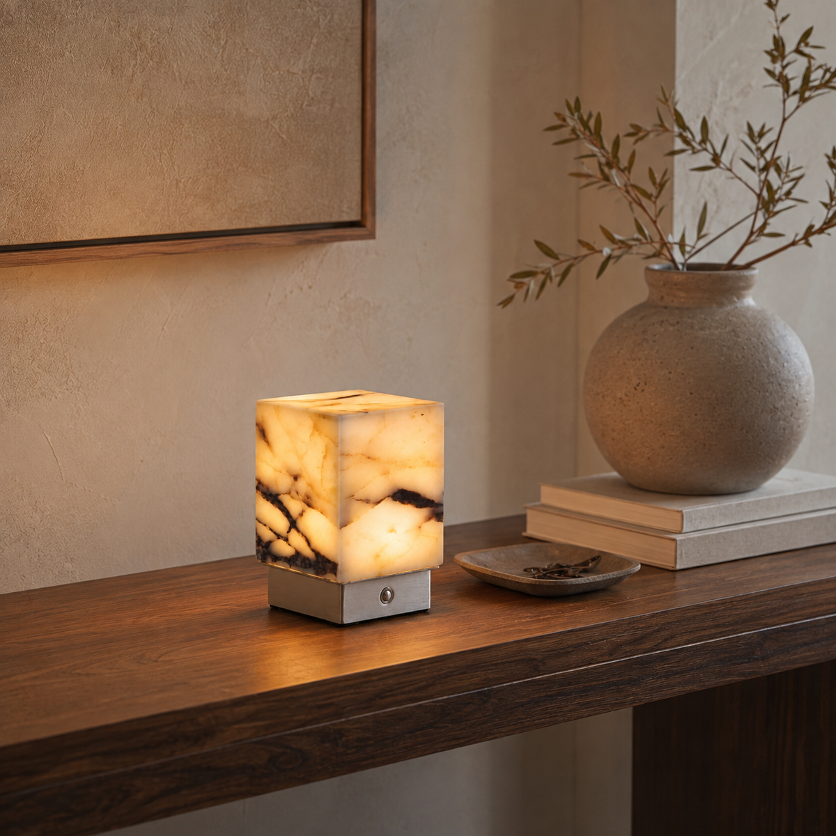 Amara Sculptural Table Lamp on a console