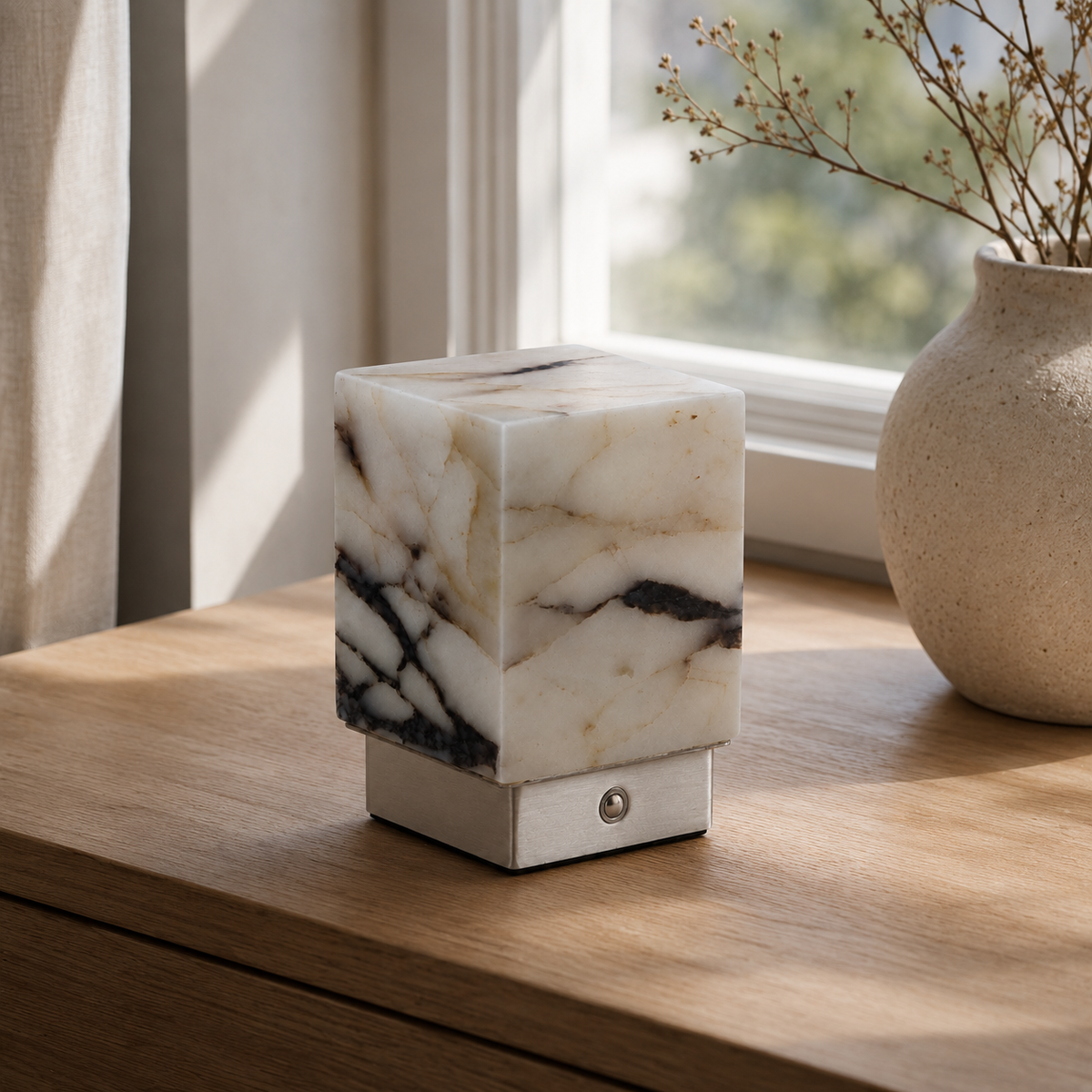 Amara Sculptural Table Lamp in daylight near a window