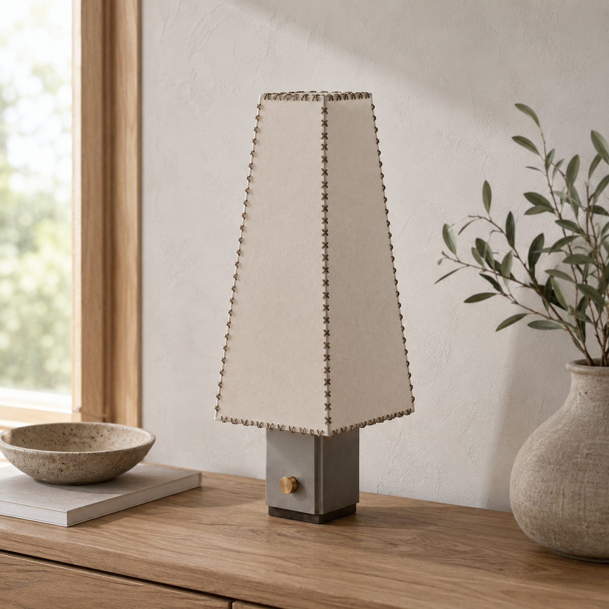 Nyla Sculptural Table Lamp in daylight near a window