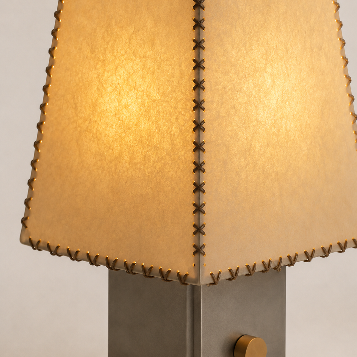 Nyla Sculptural Table Lamp stitched edges of the tapered shade