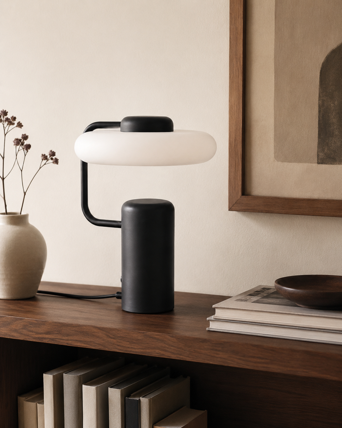Lisette Sculptural Table Lamp on a console