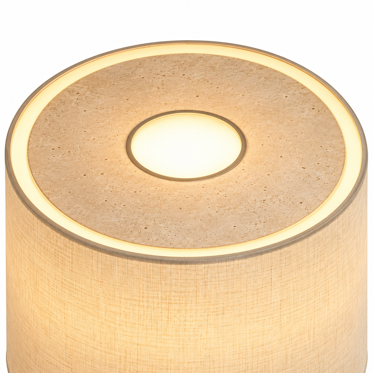 Noma Ceramic Table Lamp top view of the illuminated drum shade
