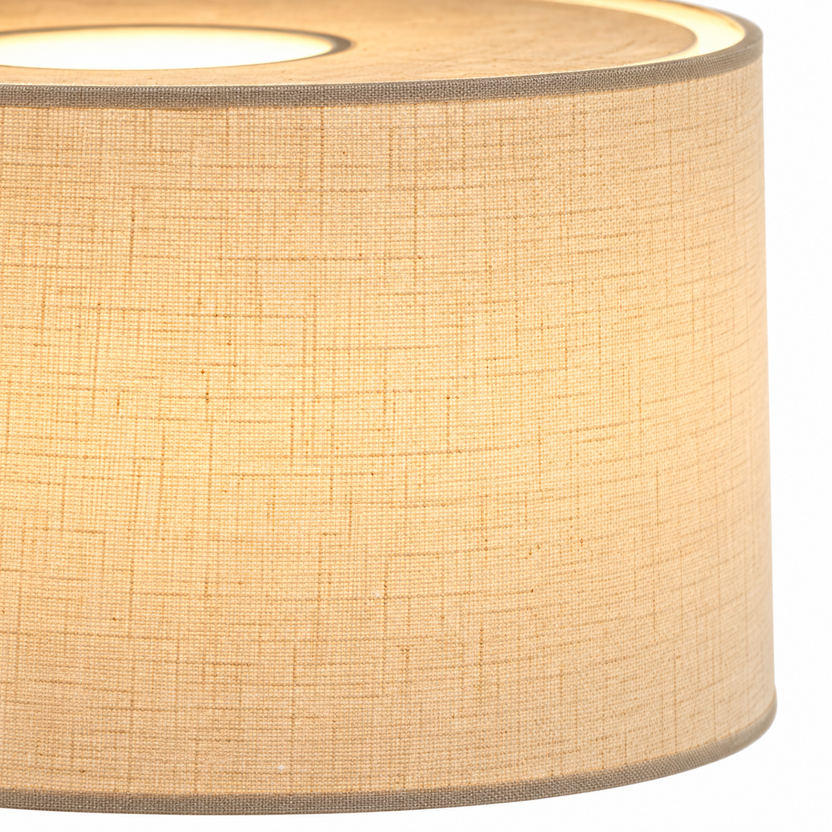 Noma Ceramic Table Lamp close-up of the glowing woven shade