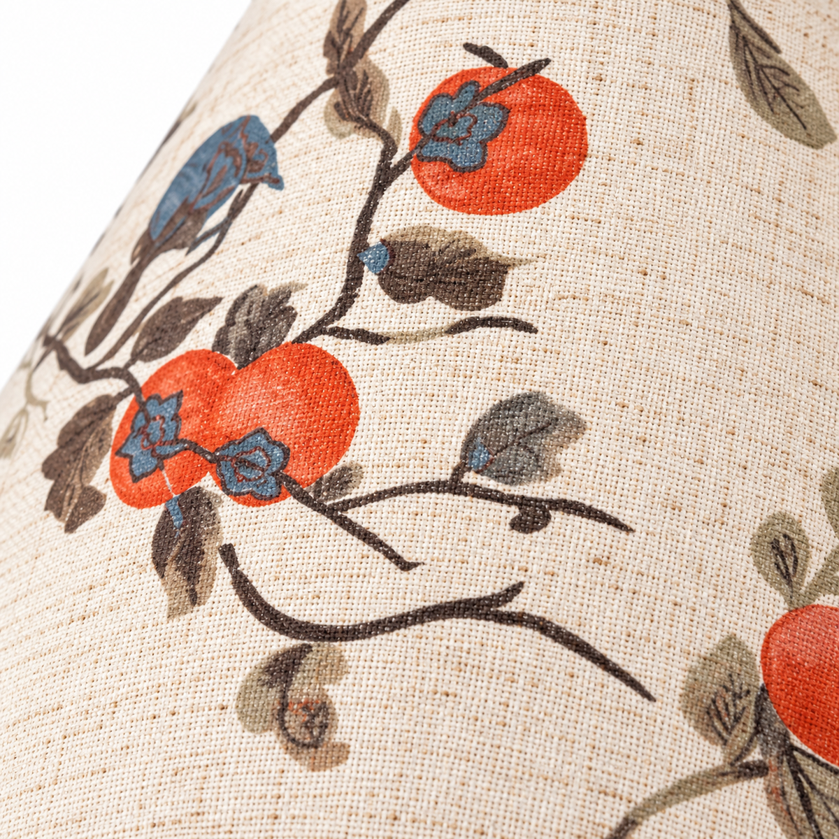 Elara Linen Table Lamp close-up of the floral shade pattern