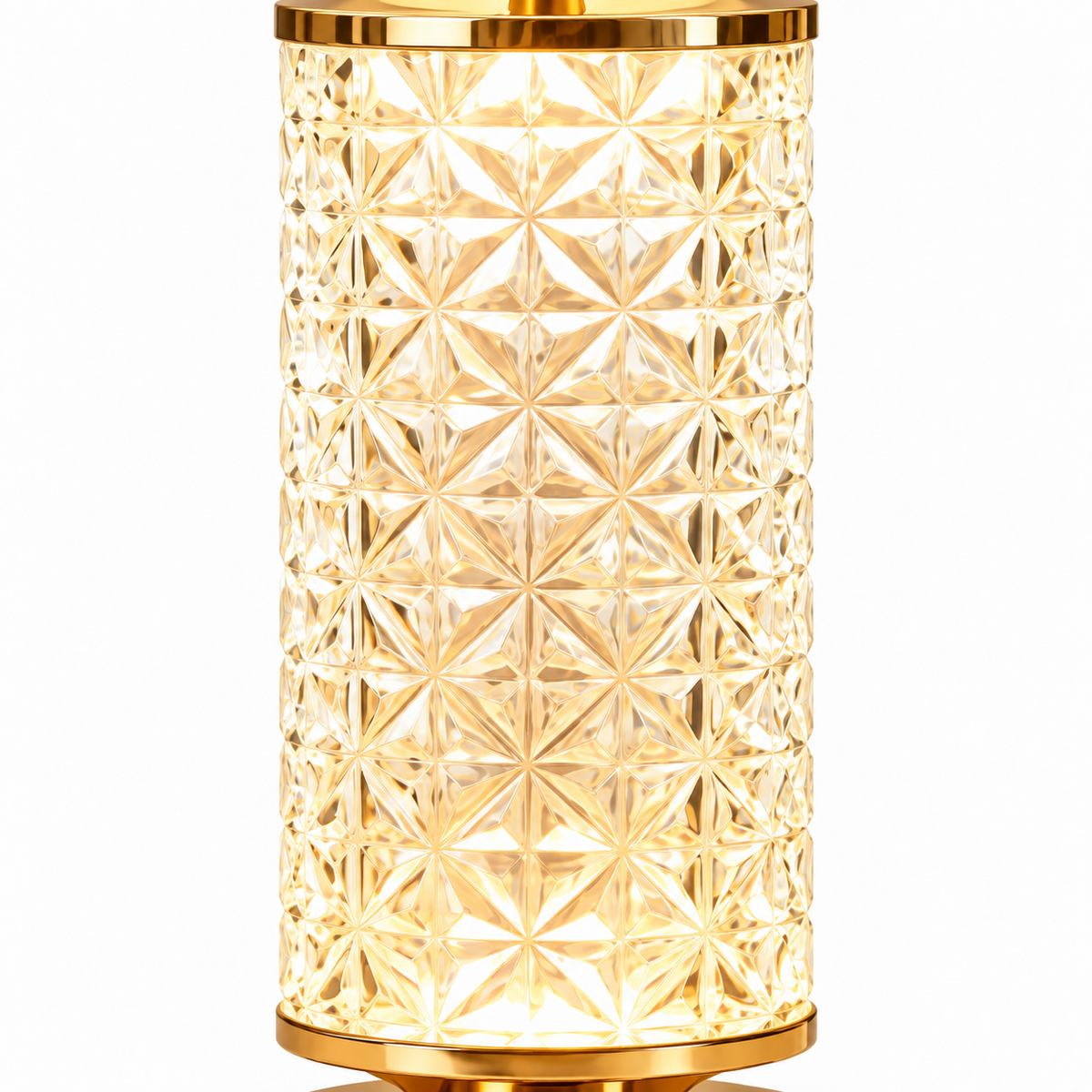 Vela Brass & Glass Table Lamp faceted illuminated column detail
