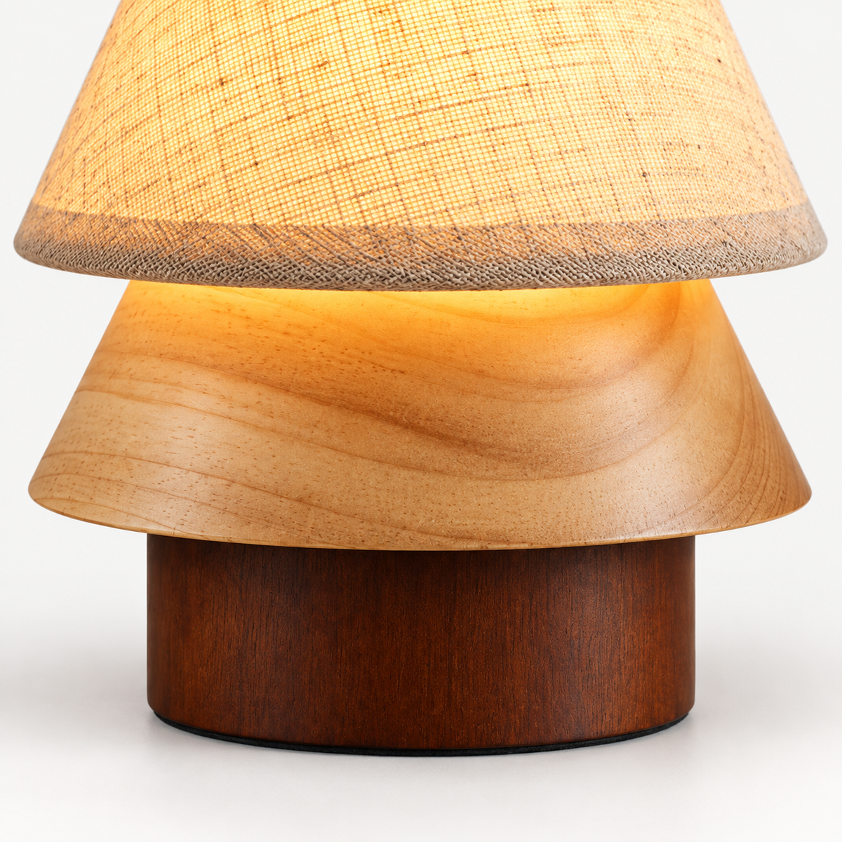 Tova Wood Table Lamp stacked wooden base detail