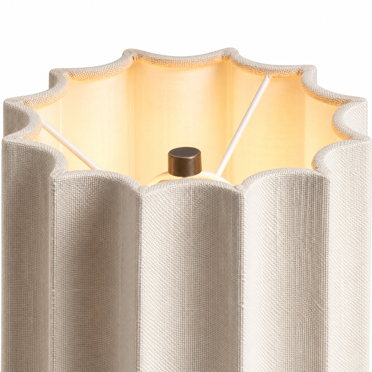 Selene Stone Table Lamp top view inside the scalloped shade