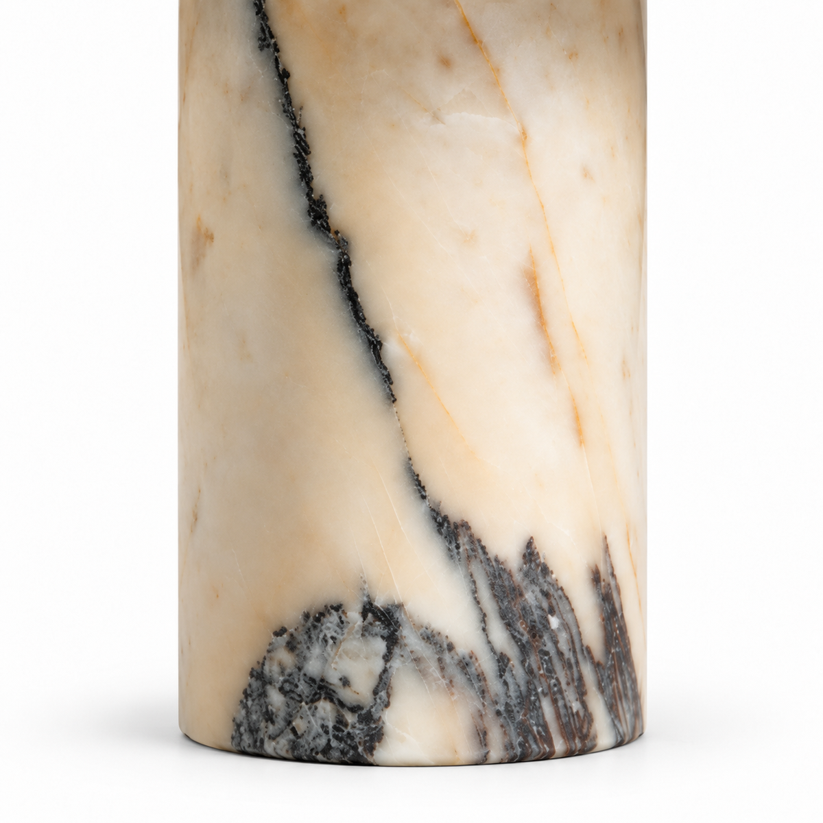Selene Stone Table Lamp veined cylindrical base detail