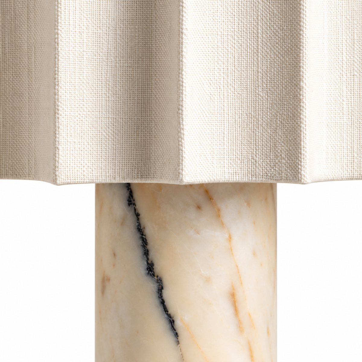 Selene Stone Table Lamp fluted shade above the veined base