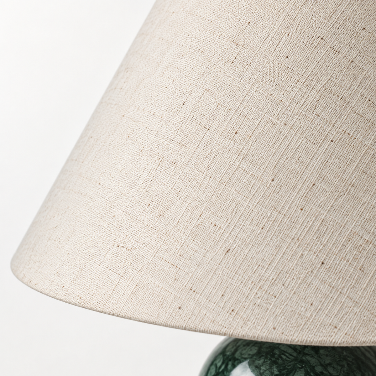 Astra Travertine Table Lamp close-up of the tapered woven shade