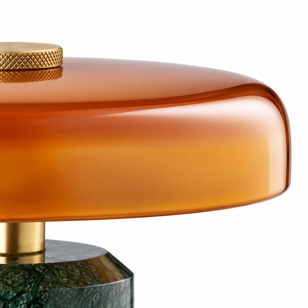 Eira Marble Table Lamp curved edge of the amber diffuser