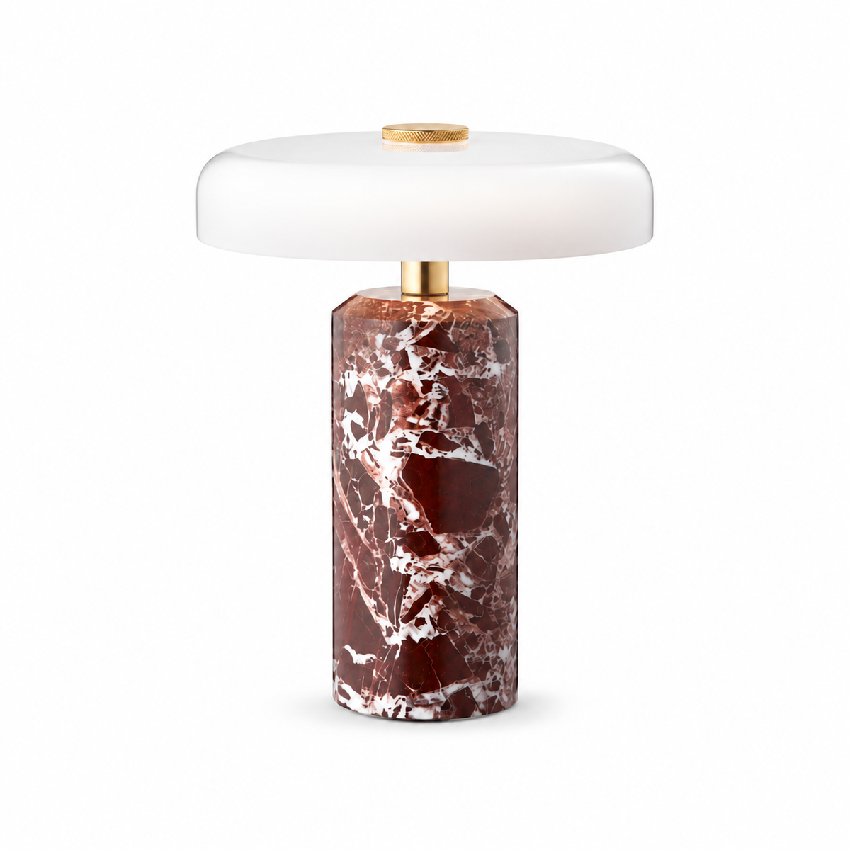 Eira Marble Table Lamp white diffuser above a red veined base